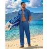 image:imageCOOFANDY Mens 2 Piece Sets Summer Outfits Short Sleeve Button Down Shirt Loose Pant Sets Beach Vacation OutfitsDenim Blue
