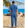 image:imageCOOFANDY Mens 2 Piece Sets Summer Outfits Short Sleeve Button Down Shirt Loose Pant Sets Beach Vacation OutfitsDenim Blue