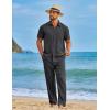 image:imageCOOFANDY Mens 2 Piece Sets Summer Outfits Short Sleeve Button Down Shirt Loose Pant Sets Beach Vacation OutfitsGrey