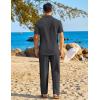 image:imageCOOFANDY Mens 2 Piece Sets Summer Outfits Short Sleeve Button Down Shirt Loose Pant Sets Beach Vacation OutfitsGrey