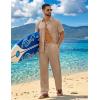 image:imageCOOFANDY Mens 2 Piece Sets Summer Outfits Short Sleeve Button Down Shirt Loose Pant Sets Beach Vacation OutfitsKhaki