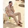 image:imageCOOFANDY Mens 2 Piece Sets Summer Outfits Short Sleeve Button Down Shirt Loose Pant Sets Beach Vacation OutfitsKhaki