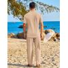 image:imageCOOFANDY Mens 2 Piece Sets Summer Outfits Short Sleeve Button Down Shirt Loose Pant Sets Beach Vacation OutfitsLight Khaki