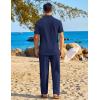 image:imageCOOFANDY Mens 2 Piece Sets Summer Outfits Short Sleeve Button Down Shirt Loose Pant Sets Beach Vacation OutfitsNavy Blue