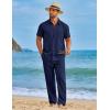 image:imageCOOFANDY Mens 2 Piece Sets Summer Outfits Short Sleeve Button Down Shirt Loose Pant Sets Beach Vacation OutfitsNavy Blue