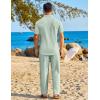 image:imageCOOFANDY Mens 2 Piece Sets Summer Outfits Short Sleeve Button Down Shirt Loose Pant Sets Beach Vacation OutfitsSage Green