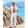 image:imageCOOFANDY Mens 2 Piece Sets Summer Outfits Short Sleeve Button Down Shirt Loose Pant Sets Beach Vacation OutfitsWhite