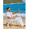image:imageCOOFANDY Mens 2 Piece Sets Summer Outfits Short Sleeve Button Down Shirt Loose Pant Sets Beach Vacation OutfitsWhite