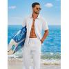 image:imageCOOFANDY Mens 2 Piece Sets Summer Outfits Short Sleeve Button Down Shirt Loose Pant Sets Beach Vacation OutfitsWhite