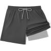 image:imageCOOFANDY Mens 7 Swim Trunks with Compression Liner Stretch Swimming Shorts with Zipper PocketsDark Grey