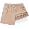 image:imageCOOFANDY Mens 7 Swim Trunks with Compression Liner Stretch Swimming Shorts with Zipper PocketsKhaki