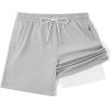 image:imageCOOFANDY Mens 7 Swim Trunks with Compression Liner Stretch Swimming Shorts with Zipper PocketsLight Grey