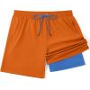 image:imageCOOFANDY Mens 7 Swim Trunks with Compression Liner Stretch Swimming Shorts with Zipper PocketsOrange