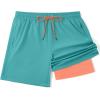 image:imageCOOFANDY Mens 7 Swim Trunks with Compression Liner Stretch Swimming Shorts with Zipper PocketsTeal