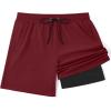 image:imageCOOFANDY Mens 7 Swim Trunks with Compression Liner Stretch Swimming Shorts with Zipper PocketsWine