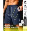 image:imageCOOFANDY Mens Athletic Running Shorts 9 Lightweight Quick Dry Drawstring Mesh Gym Shorts with Zipper PocketsNavy Blue