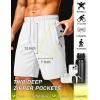image:imageCOOFANDY Mens Athletic Running Shorts 9 Lightweight Quick Dry Drawstring Mesh Gym Shorts with Zipper PocketsWhite
