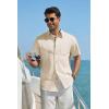 image:imageCOOFANDY Mens Button Down Shirt Short Sleeve Cotton Casual Summer Shirts Textured Beach Vacation Shirts for MenBeige