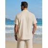 image:imageCOOFANDY Mens Button Down Shirt Short Sleeve Cotton Casual Summer Shirts Textured Beach Vacation Shirts for MenBeige