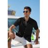 image:imageCOOFANDY Mens Button Down Shirt Short Sleeve Cotton Casual Summer Shirts Textured Beach Vacation Shirts for MenBlack