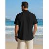 image:imageCOOFANDY Mens Button Down Shirt Short Sleeve Cotton Casual Summer Shirts Textured Beach Vacation Shirts for MenBlack