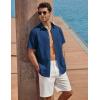 image:imageCOOFANDY Mens Button Down Shirt Short Sleeve Cotton Casual Summer Shirts Textured Beach Vacation Shirts for MenDenim Blue