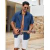 image:imageCOOFANDY Mens Button Down Shirt Short Sleeve Cotton Casual Summer Shirts Textured Beach Vacation Shirts for MenDenim Blue