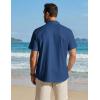 image:imageCOOFANDY Mens Button Down Shirt Short Sleeve Cotton Casual Summer Shirts Textured Beach Vacation Shirts for MenDenim Blue