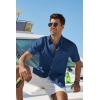 image:imageCOOFANDY Mens Button Down Shirt Short Sleeve Cotton Casual Summer Shirts Textured Beach Vacation Shirts for MenDenim Blue