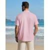 image:imageCOOFANDY Mens Button Down Shirt Short Sleeve Cotton Casual Summer Shirts Textured Beach Vacation Shirts for MenIcy Pink
