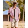 image:imageCOOFANDY Mens Button Down Shirt Short Sleeve Cotton Casual Summer Shirts Textured Beach Vacation Shirts for MenIcy Pink