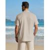 image:imageCOOFANDY Mens Button Down Shirt Short Sleeve Cotton Casual Summer Shirts Textured Beach Vacation Shirts for MenKhaki