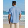 image:imageCOOFANDY Mens Button Down Shirt Short Sleeve Cotton Casual Summer Shirts Textured Beach Vacation Shirts for MenLight Blue