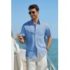 image:imageCOOFANDY Mens Button Down Shirt Short Sleeve Cotton Casual Summer Shirts Textured Beach Vacation Shirts for MenLight Blue