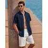 image:imageCOOFANDY Mens Button Down Shirt Short Sleeve Cotton Casual Summer Shirts Textured Beach Vacation Shirts for MenNavy Blue