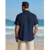 image:imageCOOFANDY Mens Button Down Shirt Short Sleeve Cotton Casual Summer Shirts Textured Beach Vacation Shirts for MenNavy Blue