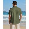 image:imageCOOFANDY Mens Button Down Shirt Short Sleeve Cotton Casual Summer Shirts Textured Beach Vacation Shirts for MenOlive Green