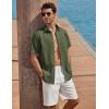 image:imageCOOFANDY Mens Button Down Shirt Short Sleeve Cotton Casual Summer Shirts Textured Beach Vacation Shirts for MenOlive Green