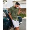 image:imageCOOFANDY Mens Button Down Shirt Short Sleeve Cotton Casual Summer Shirts Textured Beach Vacation Shirts for MenOlive Green