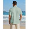 image:imageCOOFANDY Mens Button Down Shirt Short Sleeve Cotton Casual Summer Shirts Textured Beach Vacation Shirts for MenSage Green