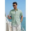 image:imageCOOFANDY Mens Button Down Shirt Short Sleeve Cotton Casual Summer Shirts Textured Beach Vacation Shirts for MenSage Green