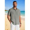 image:imageCOOFANDY Mens Button Down Shirts Short Sleeve Casual Shirt Summer Beach Textured ShirtsArmy Green