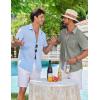 image:imageCOOFANDY Mens Button Down Shirts Short Sleeve Casual Shirt Summer Beach Textured ShirtsArmy Green