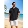 image:imageCOOFANDY Mens Button Down Shirts Short Sleeve Casual Shirt Summer Beach Textured ShirtsBlack