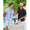 image:imageCOOFANDY Mens Button Down Shirts Short Sleeve Casual Shirt Summer Beach Textured ShirtsBlack