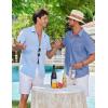 image:imageCOOFANDY Mens Button Down Shirts Short Sleeve Casual Shirt Summer Beach Textured ShirtsBright Blue