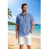 image:imageCOOFANDY Mens Button Down Shirts Short Sleeve Casual Shirt Summer Beach Textured ShirtsBright Blue