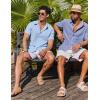 image:imageCOOFANDY Mens Button Down Shirts Short Sleeve Casual Shirt Summer Beach Textured ShirtsDark Blue