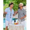 image:imageCOOFANDY Mens Button Down Shirts Short Sleeve Casual Shirt Summer Beach Textured ShirtsDark Grey