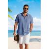 image:imageCOOFANDY Mens Button Down Shirts Short Sleeve Casual Shirt Summer Beach Textured ShirtsDenim Blue